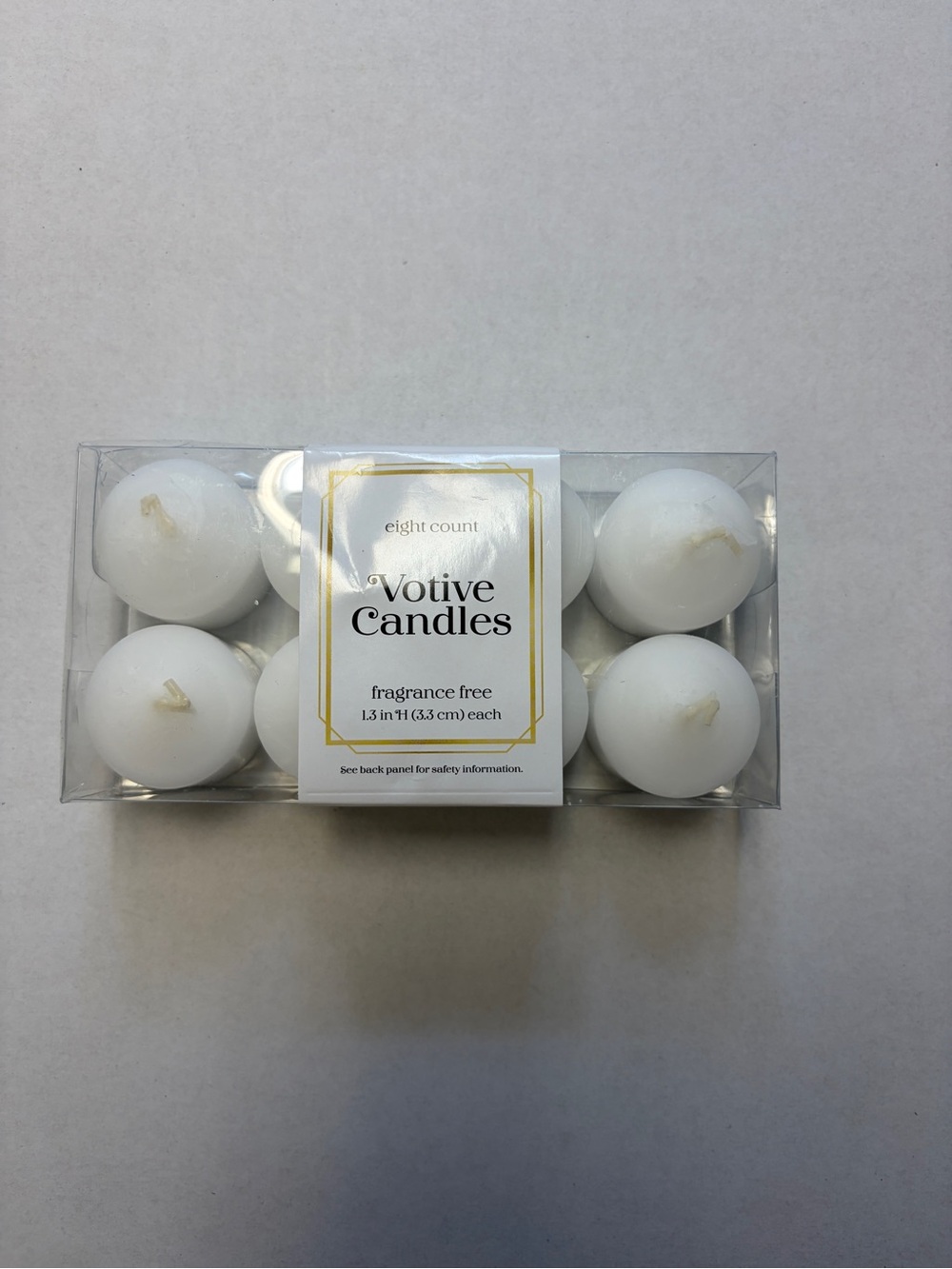 8 Fragrance Free White Votive Candles Unscented Decorative New